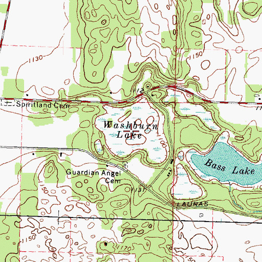 Topographic Map of Washburn Lake, WI