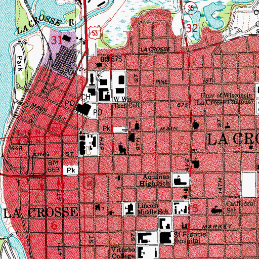 Topographic Map of Washburn School, WI