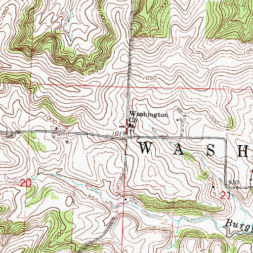 Topographic Map of Washington Church, WI