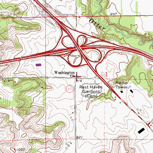 Topographic Map of Washington Church, WI