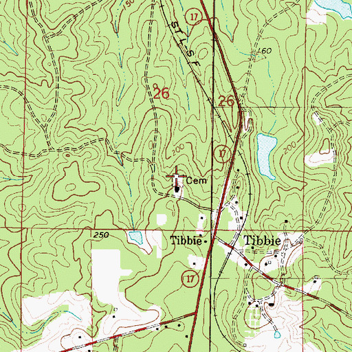 Topographic Map of Tibbie Cemetery, AL