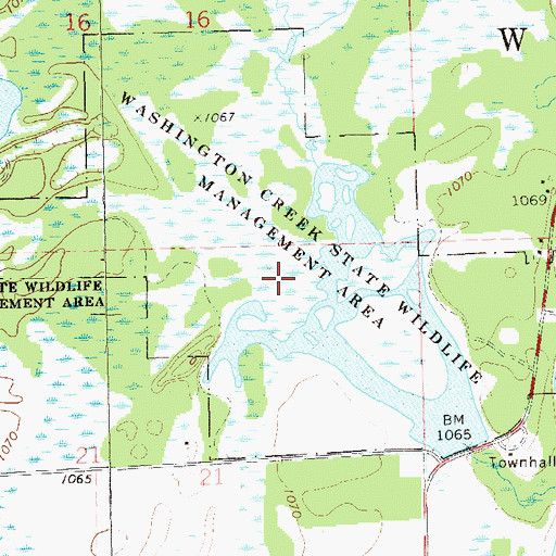 Topographic Map of Washington Creek State Wildlife Management Area, WI