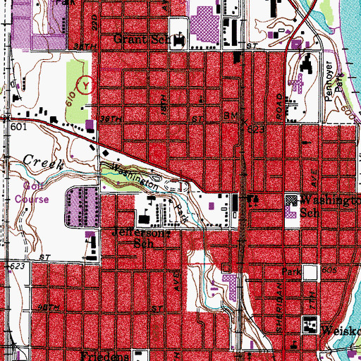Topographic Map of Washington Park, WI