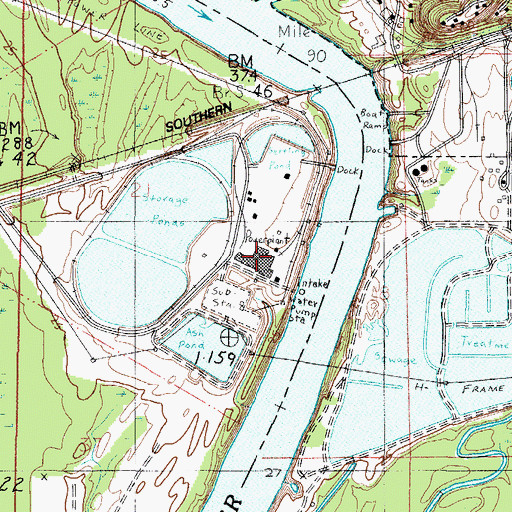 Topographic Map of Tombigbee Power Plant, AL
