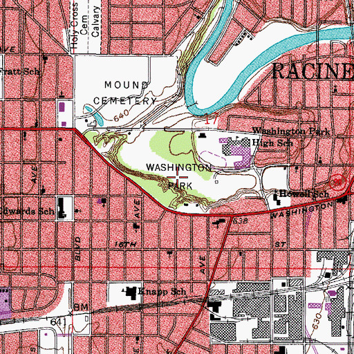 Topographic Map of Washington Park, WI
