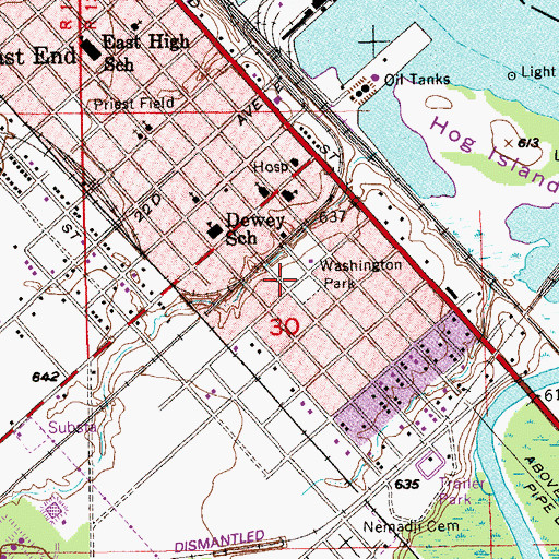 Topographic Map of Washington Park, WI