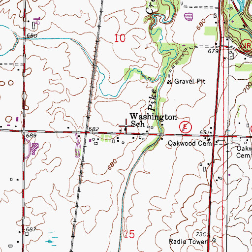 Topographic Map of Washington School, WI