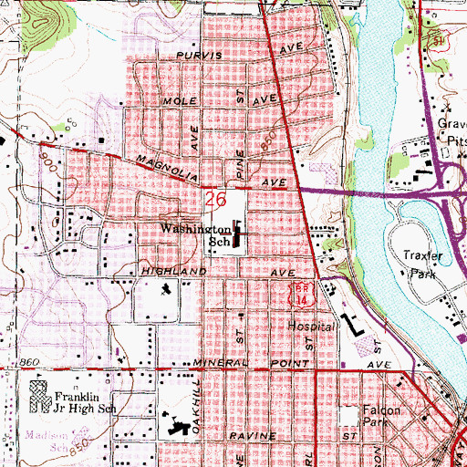 Topographic Map of Washington Elementary School, WI