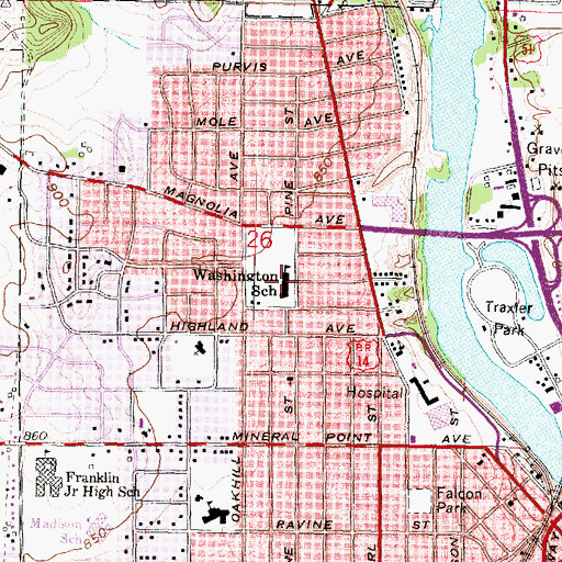 Topographic Map of Washington Elementary School, WI