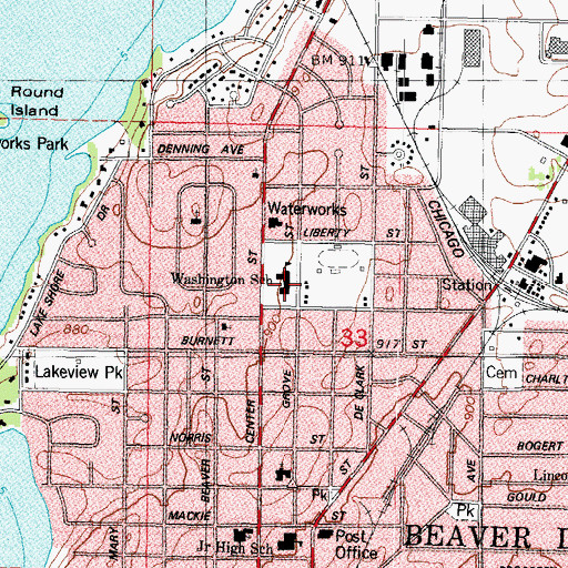 Topographic Map of Washington Elementary School, WI