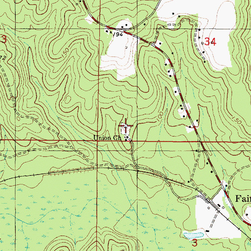 Topographic Map of Union Cemetery, AL