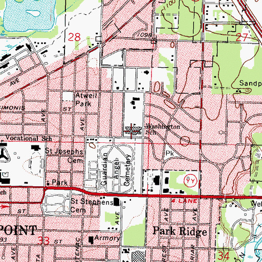 Topographic Map of Washington Elementary School, WI