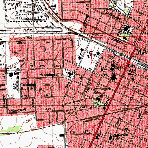 Topographic Map of Washington Elementary School, WI