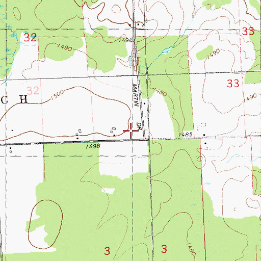 Topographic Map of Washington School, WI