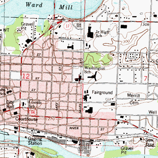 Topographic Map of Washington Elementary School, WI