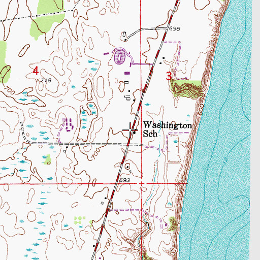 Topographic Map of Washington School, WI