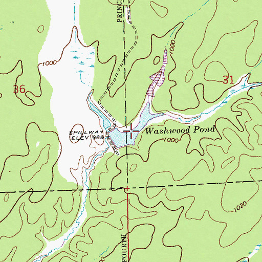 Topographic Map of Washwood Pond, WI