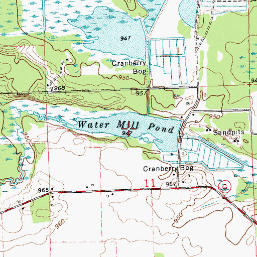 Topographic Map of Water Mill Pond, WI