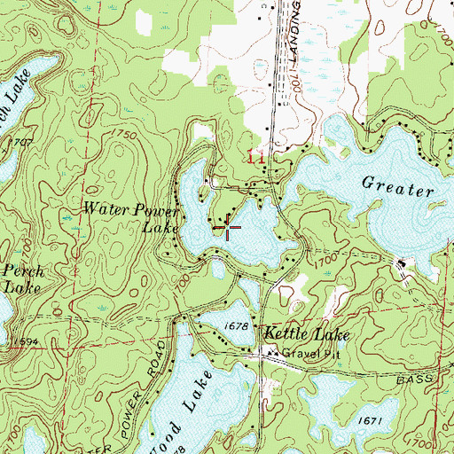 Topographic Map of Water Power Lake, WI