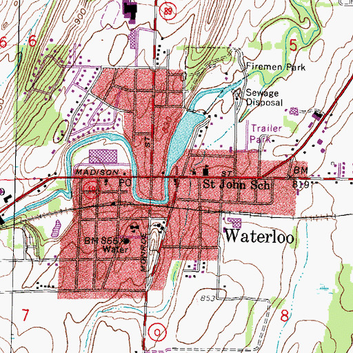Topographic Map of Waterloo, WI