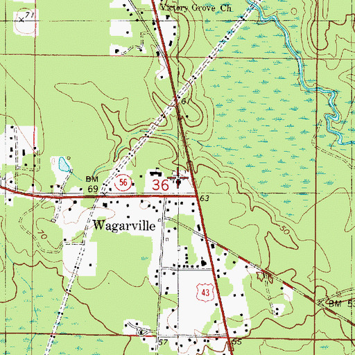 Topographic Map of Wagarville Cemetery, AL
