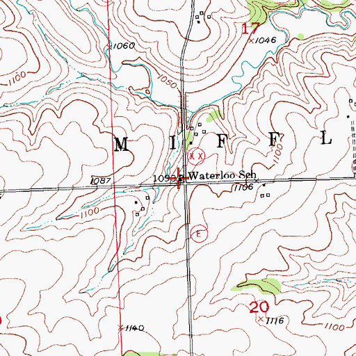 Topographic Map of Waterloo School, WI