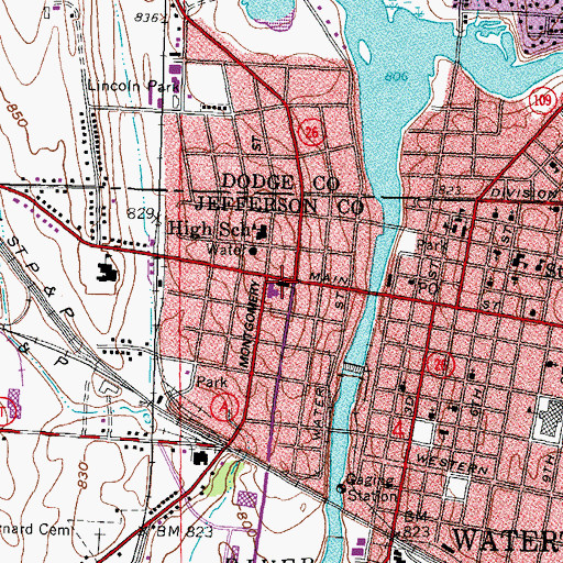 Topographic Map of Watertown, WI