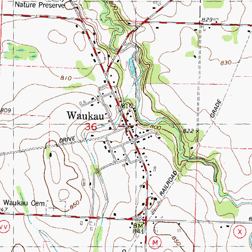 Topographic Map of Waukau, WI