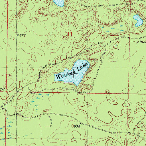 Topographic Map of Waukau Lake, WI