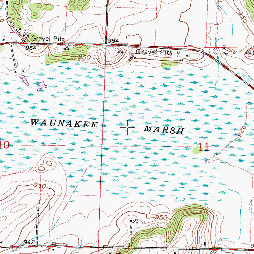 Topographic Map of Waunakee Marsh, WI