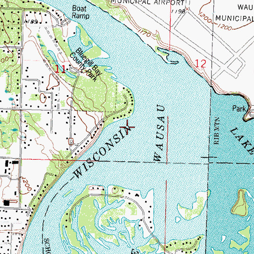 Topographic Map of Lake Wausau, WI