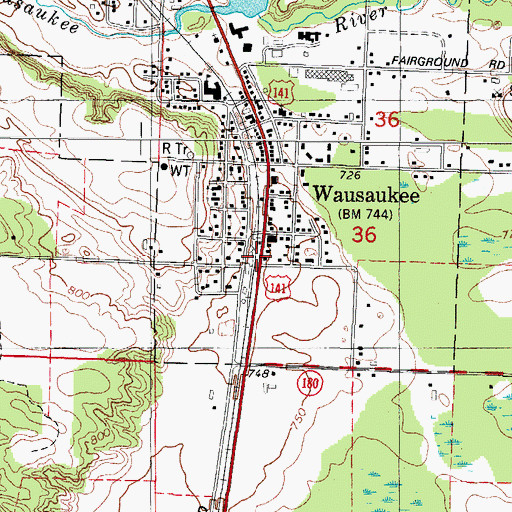 Topographic Map of Wausaukee, WI