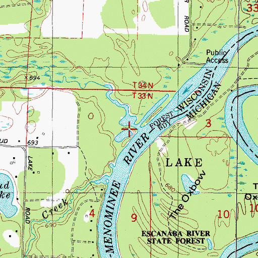 Topographic Map of Wausaukee River, WI