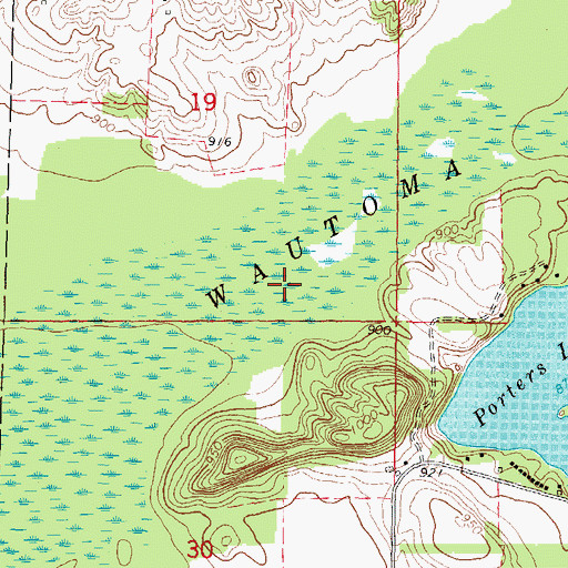 Topographic Map of Wautoma Swamp, WI