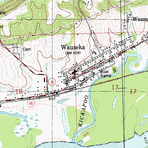 Topographic Map of Wauzeka, WI