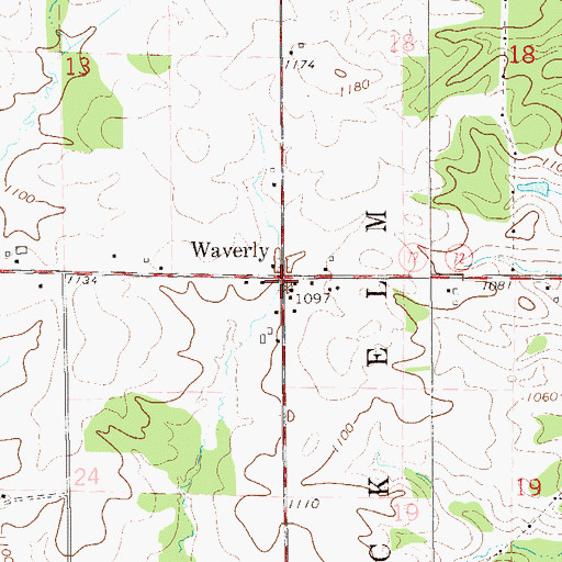 Topographic Map of Waverly, WI