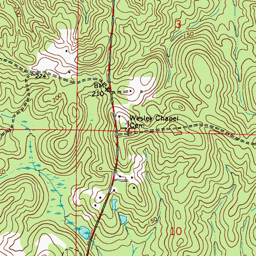 Topographic Map of Wesley Chapel Church, AL