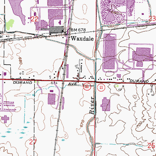Topographic Map of Waxdale, WI