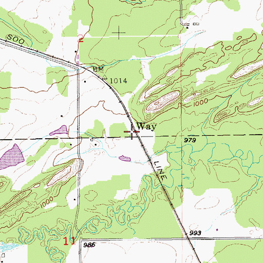 Topographic Map of Way, WI