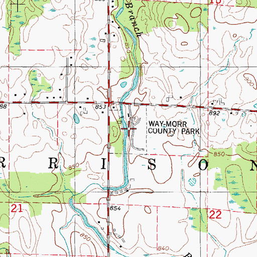 Topographic Map of Way-Morr County Park, WI