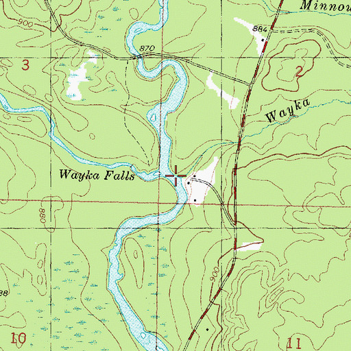 Topographic Map of Wayka Creek, WI
