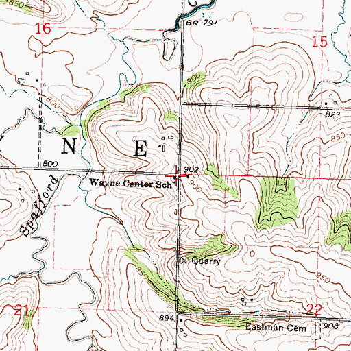 Topographic Map of Wayne Center School, WI
