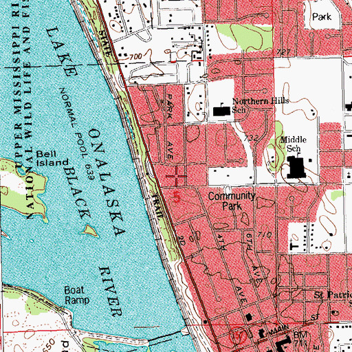 Topographic Map of Wayside Park, WI