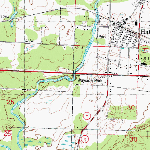 Topographic Map of Wayside Park, WI