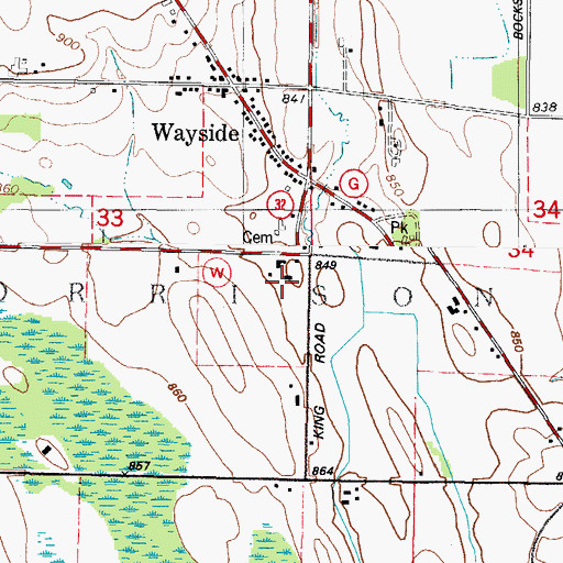 Topographic Map of Zion Lutheran School of Wayside, WI