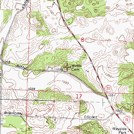 Topographic Map of Webb Cemetery, WI