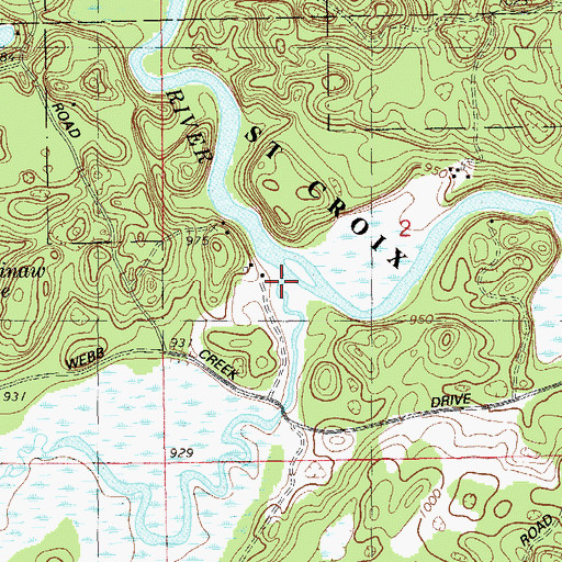 Topographic Map of Webb Creek, WI