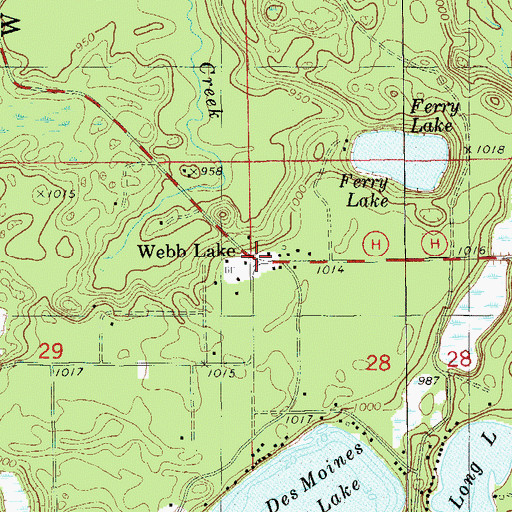 Topographic Map of Webb Lake, WI