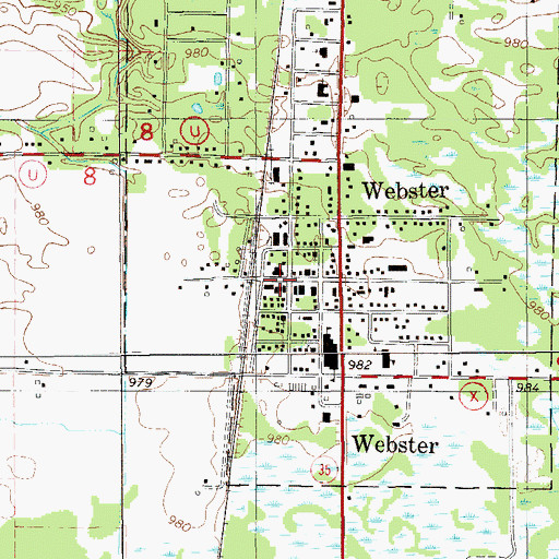 Topographic Map of Webster, WI