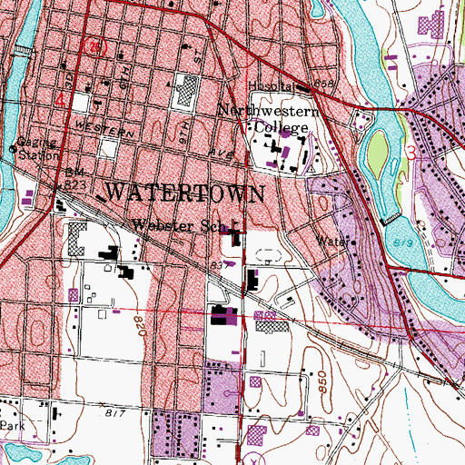 Topographic Map of Webster Elementary School, WI
